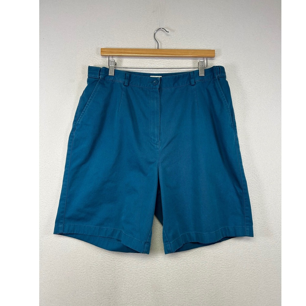 Coastal Gorpcore L.L.Bean Womens 16 Teal Blue Original Fit Cotton Chino Shorts